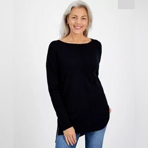 363M NWT Style & Co Petite Seam-Front Boat-Neck Tunic Sweater - Size: PL